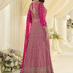 Pink Embroidered Georgette Gown Suit