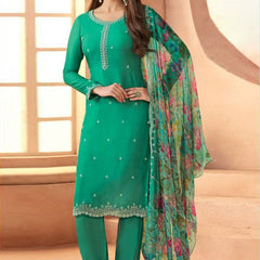 Dark-Green Soft Siffon Salwar Suit