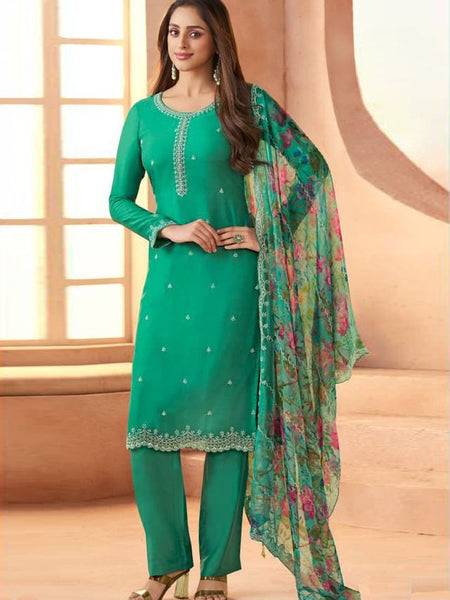 Dark-Green Soft Siffon Salwar Suit