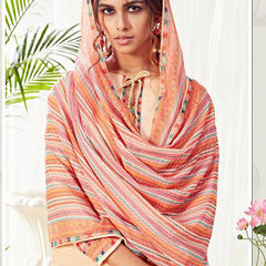 Elegant Cream Cotton Suit with Digital Print & Swarovski Work