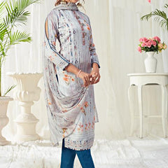 Light Blue Cotton Digital Printed Swarovski Work Salwar Suit
