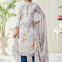 Light Blue Cotton Digital Printed Swarovski Work Salwar Suit