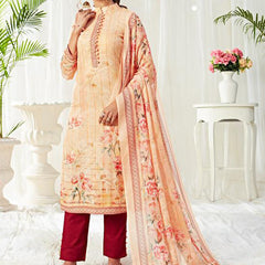 Cream Cotton Digital Printed Swarovski Work Salwar Suit