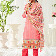 Peach Cotton Digital Printed Swarovski Work Salwar Suit
