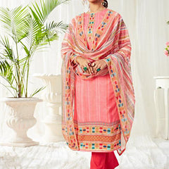 Peach Cotton Digital Printed Swarovski Work Salwar Suit