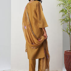 Mustard Fancy Crust Top Embroidered Salwar Suit
