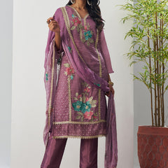Onion Pink Fancy Crust Top Embroidered Salwar Suit