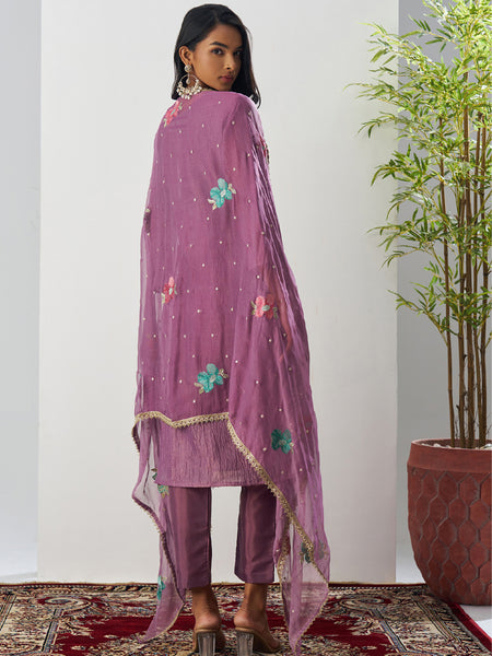Onion Pink Fancy Crust Top Embroidered Salwar Suit