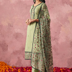 Beige Georgette Embroidered Salwar Suit