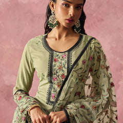Beige Georgette Embroidered Salwar Suit