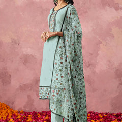 Sky Blue Georgette Embroidered Salwar Suit