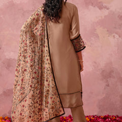 Light Orange Georgette Embroidered Salwar Suit