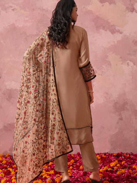 Light Orange Georgette Embroidered Salwar Suit
