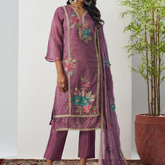 Onion Pink Fancy Crust Top Embroidered Salwar Suit