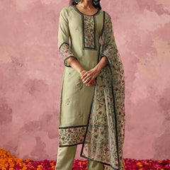 Beige Georgette Embroidered Salwar Suit
