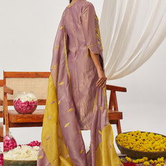 Yellow Organza Embroidered Party Wear Suit