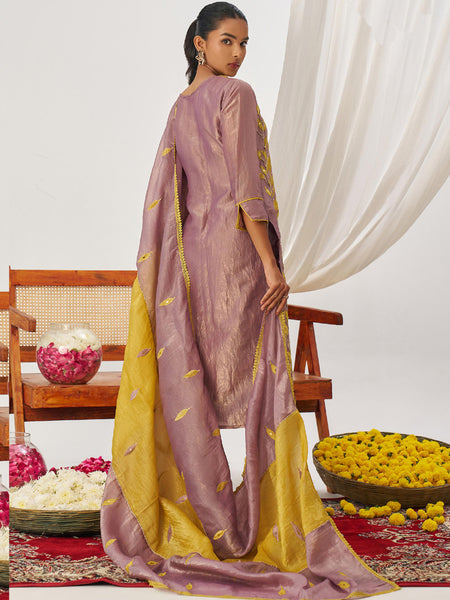 Yellow Organza Embroidered Party Wear Suit