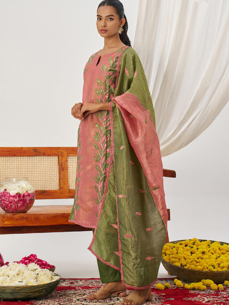 Green Organza Embroidered Party Wear Suit