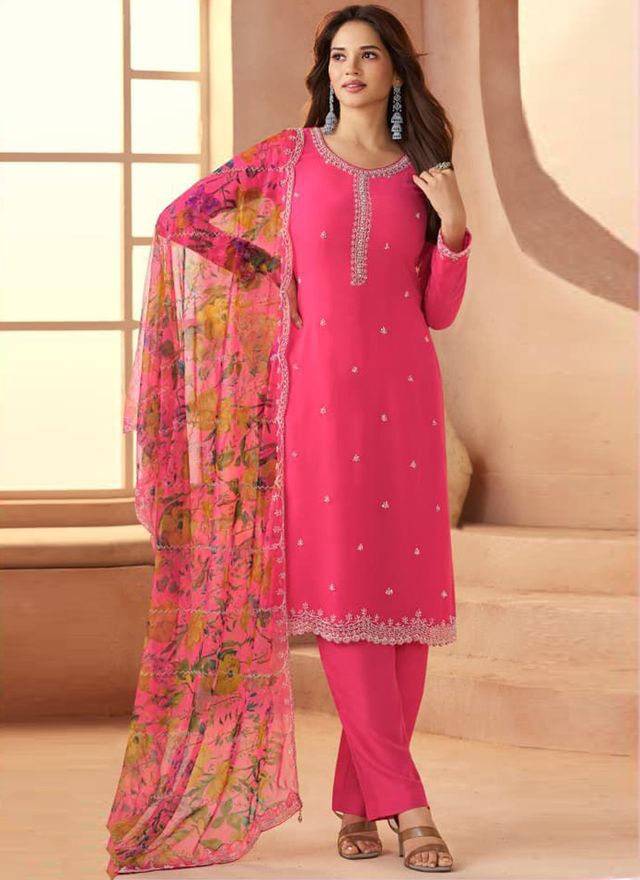 Pink Soft Siffon Salwar Suit