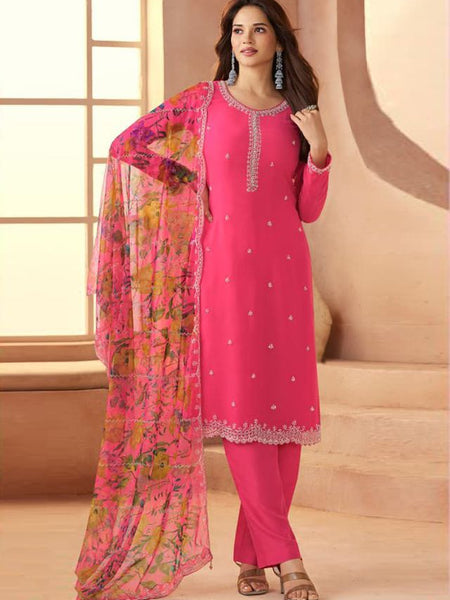Pink Soft Siffon Salwar Suit
