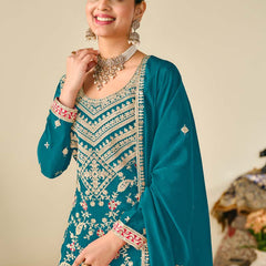 Rama Premium Chinon Embroidered Palazzo Suit