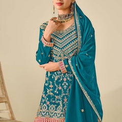 Rama Premium Chinon Embroidered Palazzo Suit