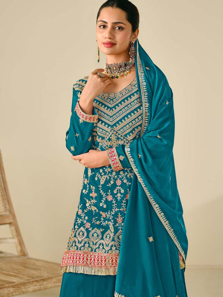 Rama Premium Chinon Embroidered Palazzo Suit