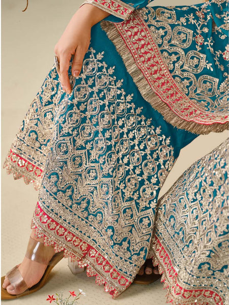 Rama Premium Chinon Embroidered Palazzo Suit
