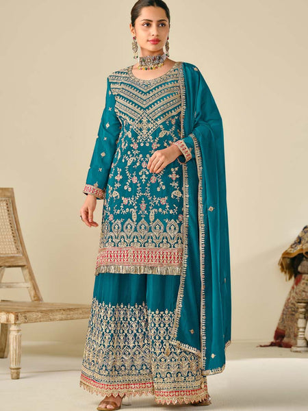 Rama Premium Chinon Embroidered Palazzo Suit