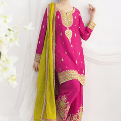 Pink Chinon Silk Embroidered Designer Salwar Suit