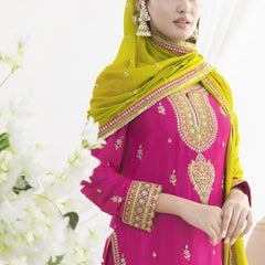 Pink Chinon Silk Embroidered Designer Salwar Suit
