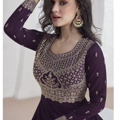 Violet Vichitra Silk Sequence Anarkali Suit