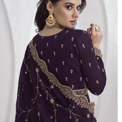 Violet Vichitra Silk Sequence Anarkali Suit
