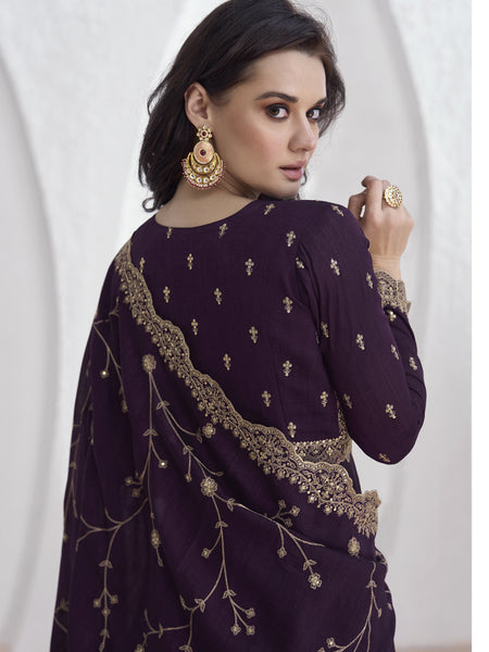 Violet Vichitra Silk Sequence Anarkali Suit