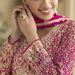 Pink Georgette Embroidered Seroski Zarkan Anarkali Suit